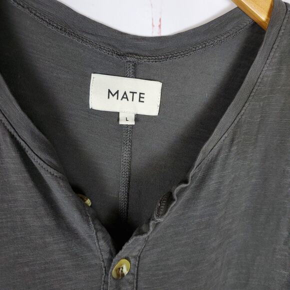 MATE THE LABEL AVERY HENLEY Midi Cotton Knit DRESS Sz L CHARCOAL GRAY Sleeveless - Picture 7 of 11